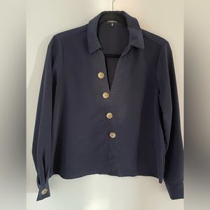 Navy blouse with button detail